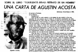 Una carta de Agustín Acosta sobre el libro "Torriente-Brau : retrato de un hombre"