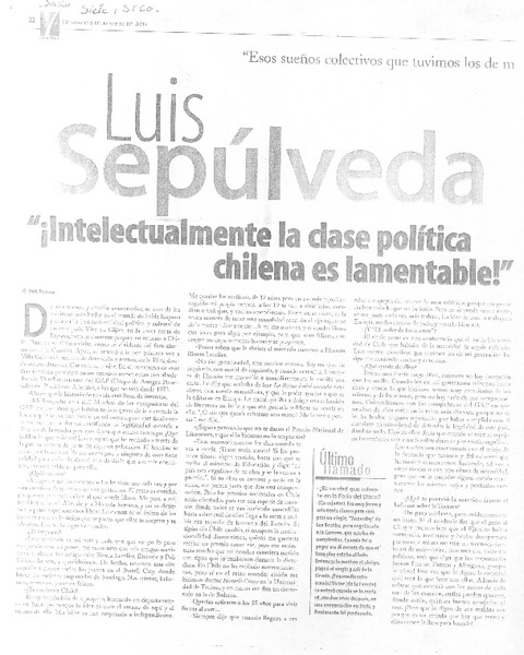 Luis Sepúlveda "Intelectualmente la clase política chilena es lamentable!" (entrevista)