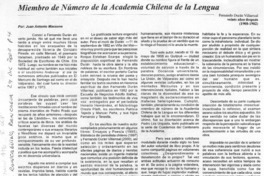 Miembro de número de la Academia chilena de la lengua.  [artículo] Juan Antonio Massone.
