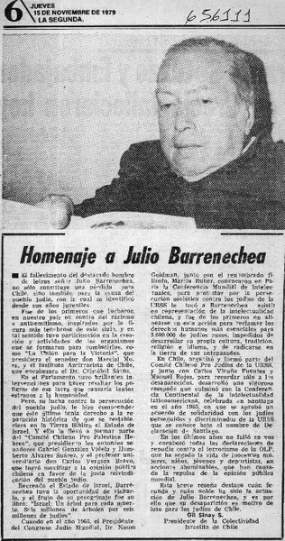 Homenaje a Julio Barrenechea  [artículo] Gil Sinay S.