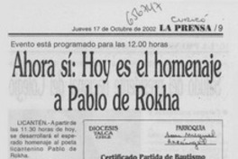 Ahora sí: hoy es el homenaje a Pablo de Rokha.