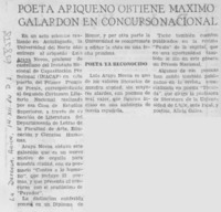Poeta ariqueño obtiene máximo galardón en concurso nacional.