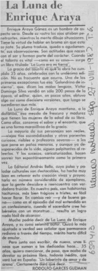 La luna de Enrique Araya  [artículo] Rodolfo Garcés Guzmán.