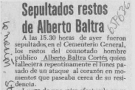 Sepultados restos de Alberto Baltra.