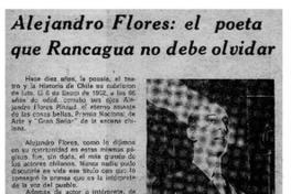Alejandro Flores, el poeta que Rancagua no debe olvidar