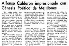 Alfonso Calderón impresionado con Génesis poético de Mejillones.