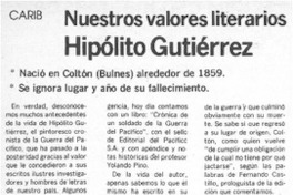 Nuestros valores literarios Hipólito Gutiérrez.
