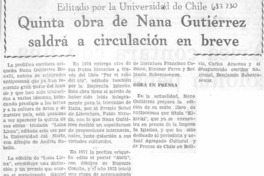 Quinta obra de Nana Gutiérrez saldrá a circulación en breve.