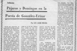 Pájaros y domingos en la poesía de González-Urízar
