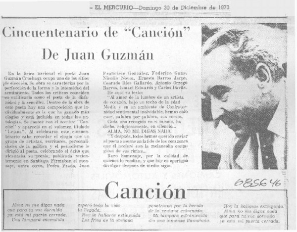Cincuentenario de "Canción" de Juan Guzmán.