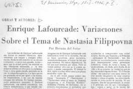 Enrique Lafourcade: Variaciones sobre el tema de Nastasia Filippovna