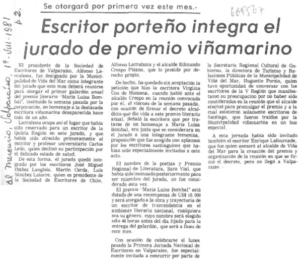 Escritor porteño integra el jurado de premio viñamarino.