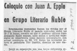 Coloquio con Juan A. Epple en Grupo Literario Ñuble