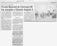 Premio Nacional de Literatura 88 fue otorgado a Eduardo Anguita C.  [artículo].