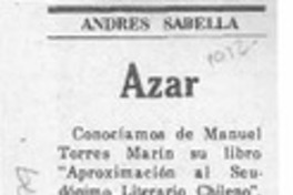 Azar  [artículo] Andrés Sabella.