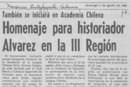 Homenaje para historiador Alvarez en la III Región