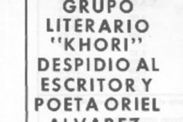 Grupo literario "Khori" despidió al escritor y poeta Oriel Alvarez