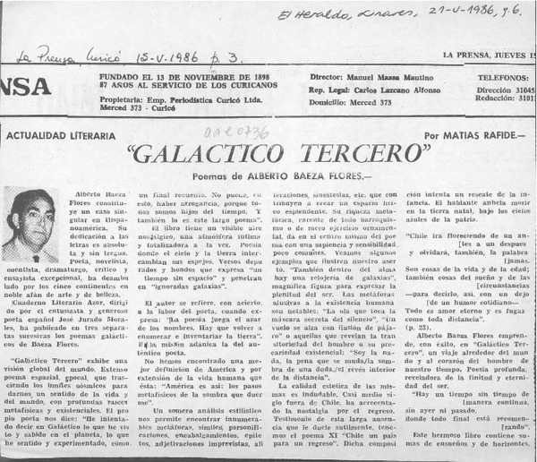 "Galáctico tercero"  [artículo] Matías Rafide.