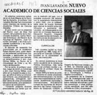 Iván Lavados, nuevo Académico de Ciencias Sociales  [artículo].