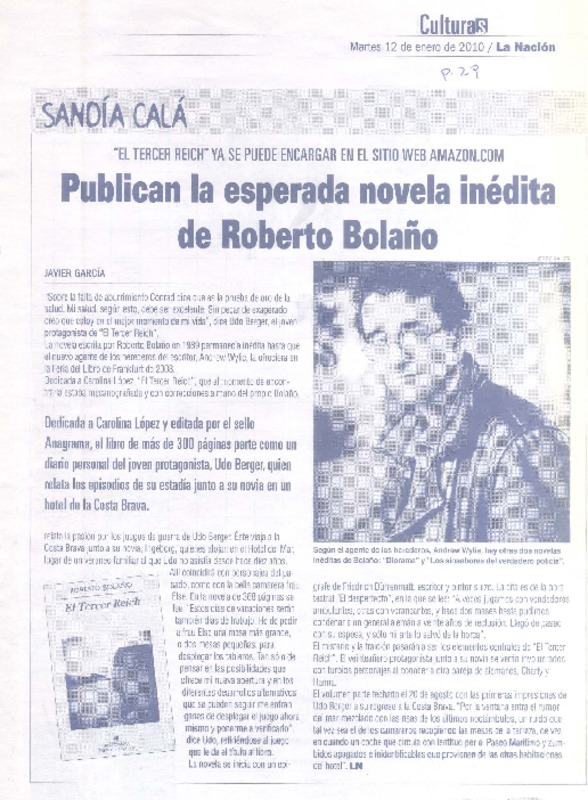 Publican la esperada novela inédita de Roberto Bolaño