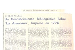 Un descubrimiento bibliográfico sobre "La Araucana", impresa en 1776