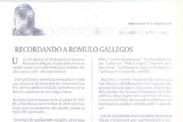 Recordando a Rómulo Gallegos