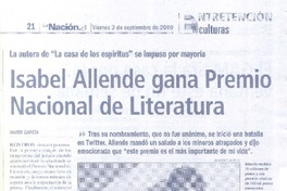 Isabel Allende gana Premio Nacional de Literatura