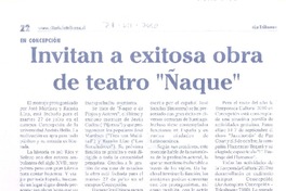 Invitan a exitosa obra de teatro "Ñaque"
