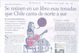 Se reúnen en un libro esas tonadas que Chile canta de norte a sur