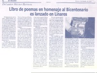 Libro de poemas en homenaje al Bicentenario es lanzado en Linares