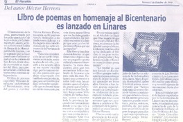 Libro de poemas en homenaje al Bicentenario es lanzado en Linares