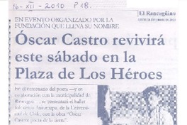 Óscar Castro revivirá este sábado en la Plaza de los Héroes