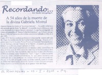 A 54 años de la muerte de la divina Gabriela Mistral