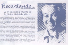 A 54 años de la muerte de la divina Gabriela Mistral