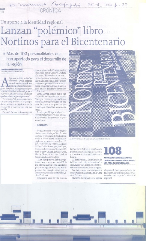 Lanzan "polémico" libro Nortinos para el Bicentenario