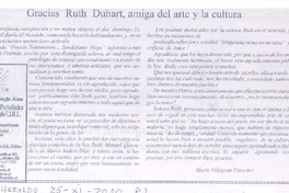 Gracias Ruth Duhart, amiga del arte y la cultura
