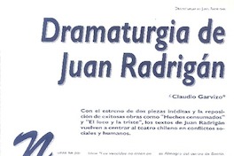 Dramaturgia de Juan Radrigán  [artículo] Claudio Garvizo