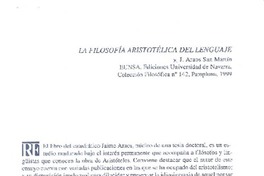 La filosofía aristotélica del lenguaje  [artículo] Roberto Quiroz Pizarro