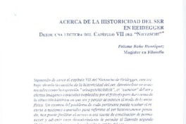Acerca de la historicidad del ser en Heidegger  [artículo] Paloma Baño Henríquez.