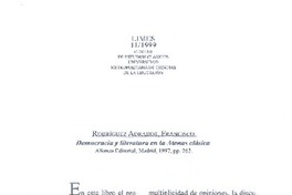 Democracia y literatura en la Atenas clásica  [artículo] Andrés Covarrubias.
