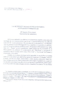 La Autotextualidad en Nicanor Parra: acotaragotar/reciclar  [artículo] / María Angeles Pérez López.