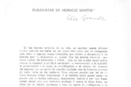 Rubáiyátas de Horacio Martín  [artículo] Félix Grande.