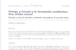 Ortega y Gasset y la formación académica  [artículo] Marco A. Martin H.