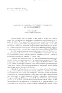 Presupuesto para una lectura de Claroscuro de Gonzalo Millán  [artículo] Walter Hoefler.