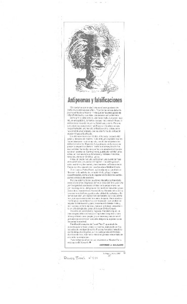 Antipoemas y falsificaciones  [artículo] Antonio J. Salgado.
