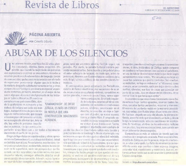 Abusar de los silencios  [artículo] Camilo Marks.