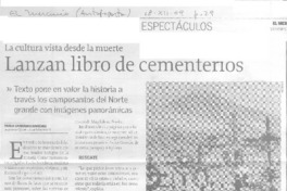 Lanzan libro de cementerios  [artículo] Pablo Carrasco Ramírez.