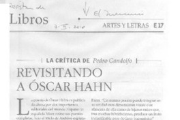 Revisitando a Óscar Hahn  [artículo] Pedro Gandolfo.