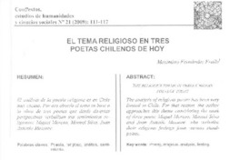 El tema religioso en tres poetas chilenos de hoy  [artículo] Maximino Fernández Fraile.