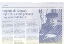Biógrafa de Gonzalo Rojas: "Él es una persona muy contradictoria"  [artículo] Roberto Careaga C.